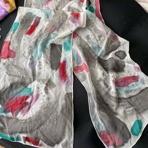 100% chiffon silk scarf hand painted